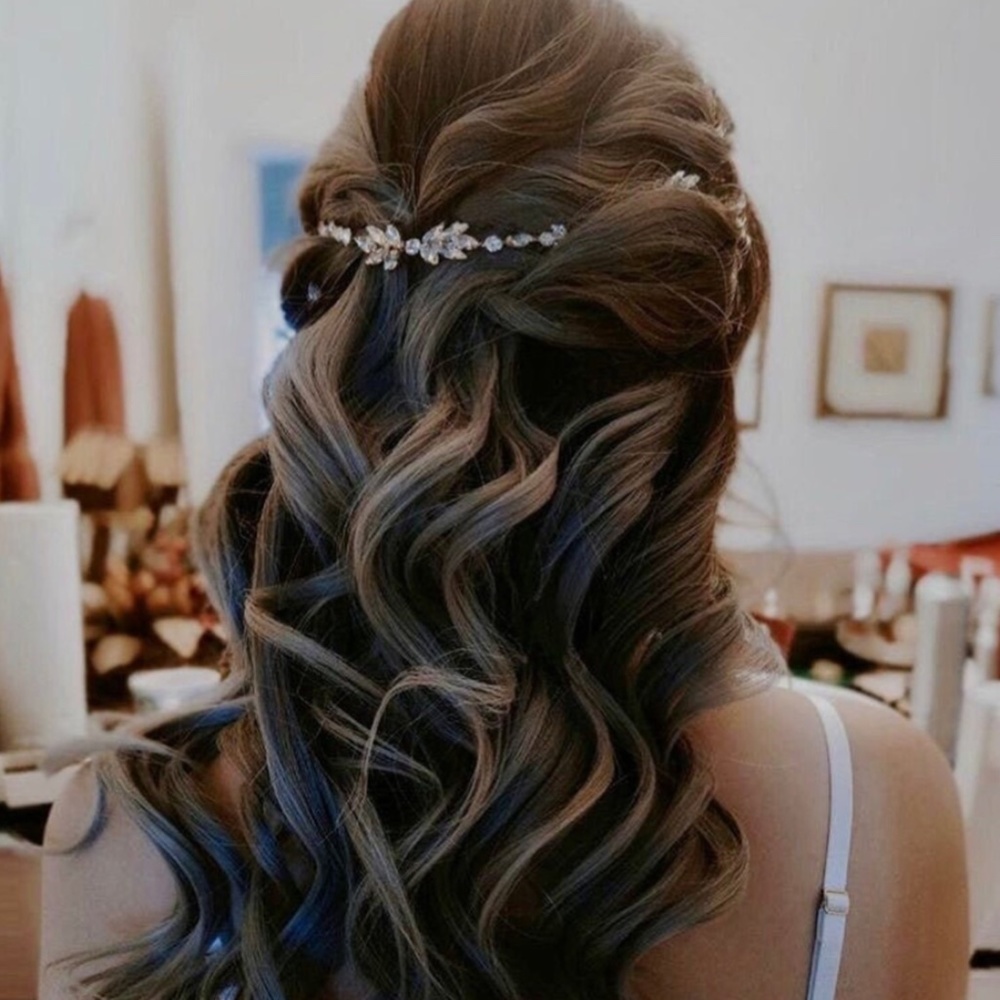 Sparkling Marquise Crystal Hair Vine gold silver Veil comb accessory Bride